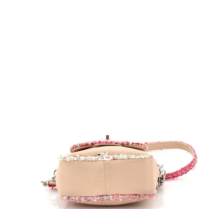 Chanel Elegant Trim Single Flap Bag Quilted Lambskin With Tweed Vertical