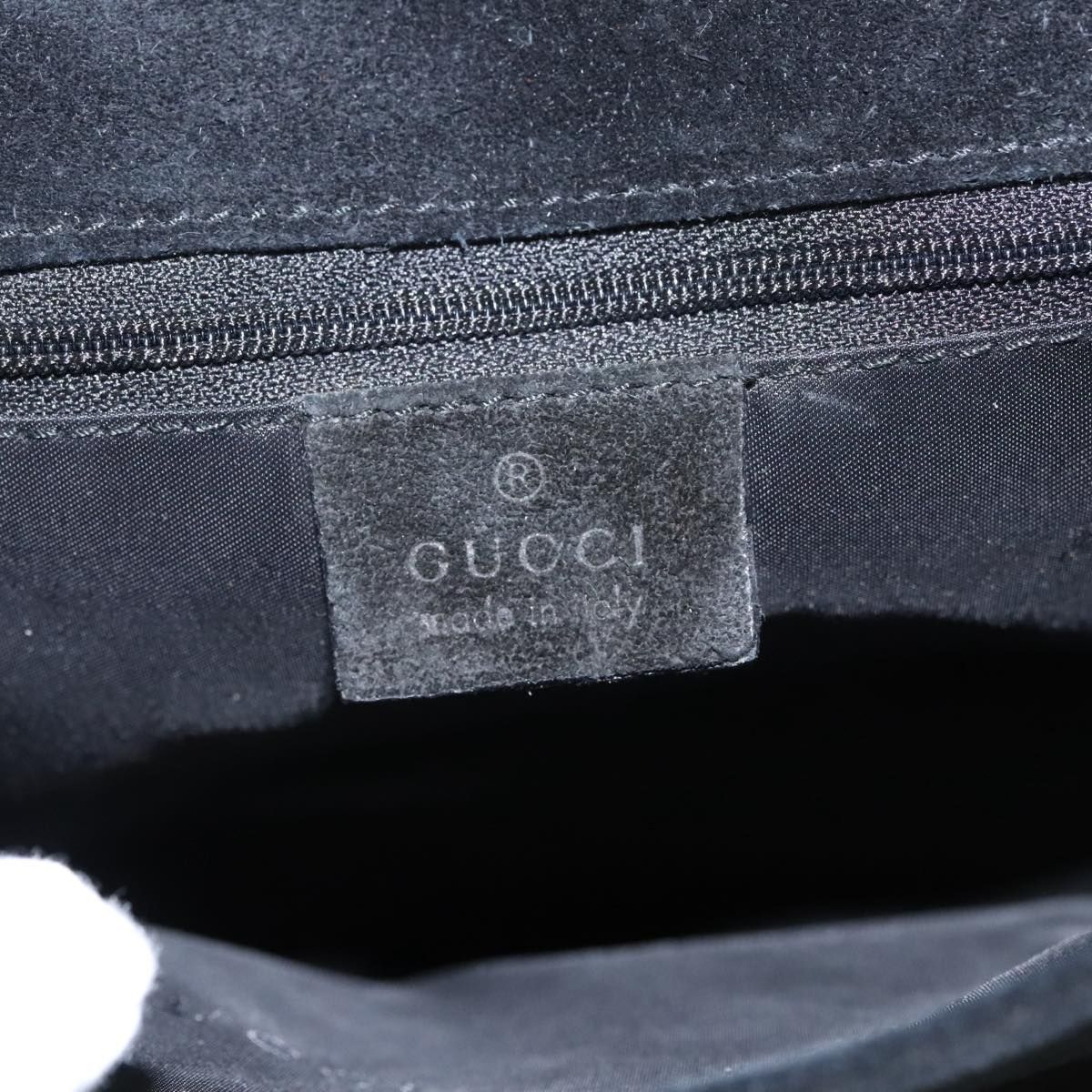 Gucci Bamboo Shoulder Bag Suede Black Silver 001 3243 Auth