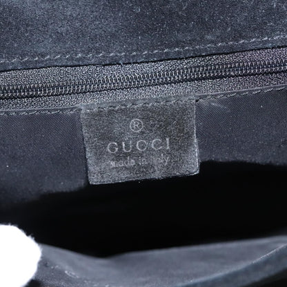 Gucci Bamboo Shoulder Bag Suede Black Silver 001 3243 Auth