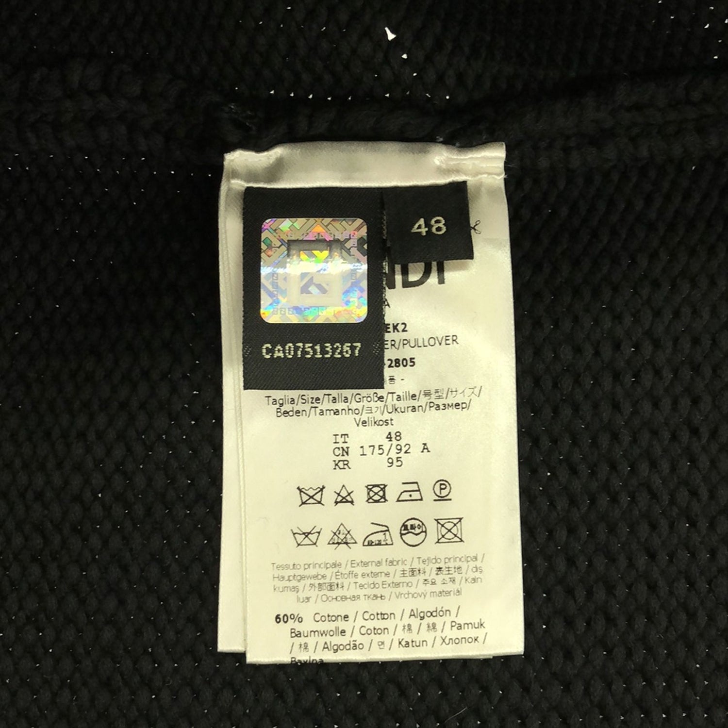 Fendi Sweater Black Cotton