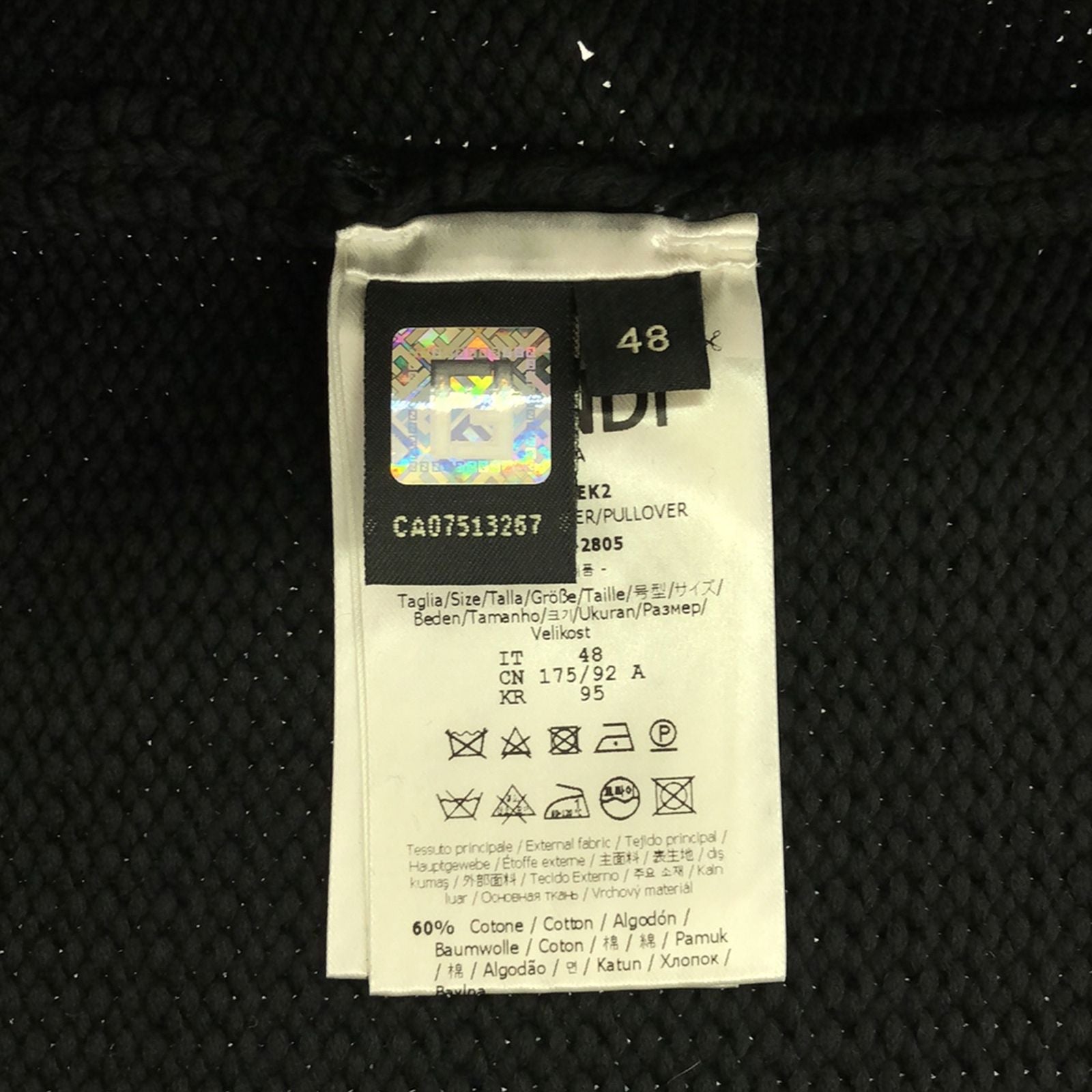 Fendi Sweater Black Cotton