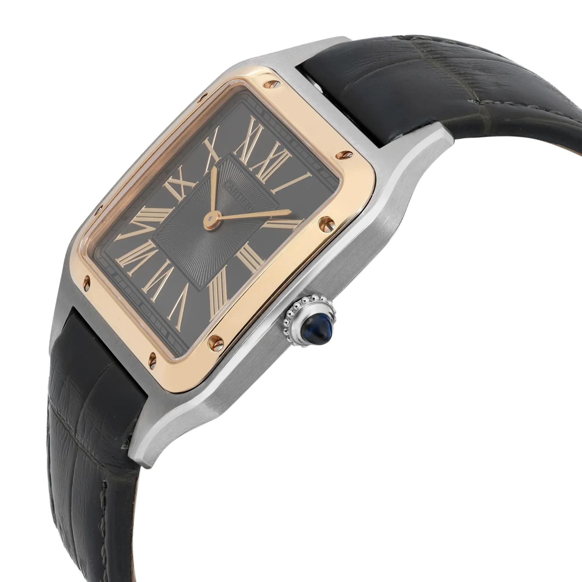 Cartier Santos-dumont Large 18K Yellow Gold Steel Watch W2SA0028