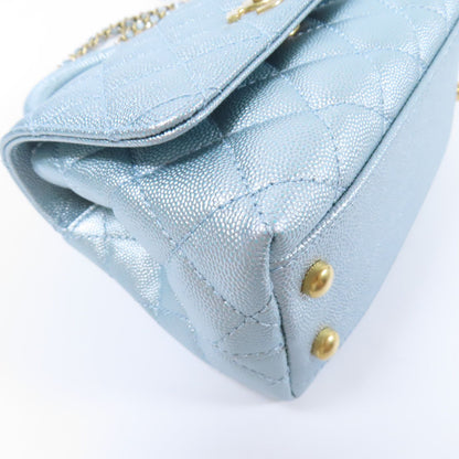 Chanel Blue Cowhide Leather Mini Coco Handle Hand-handed Shoulder And Back Bag 2way Should