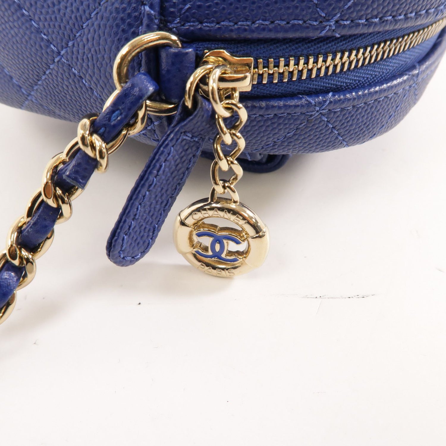 Chanel Caviar Quilted CC Day Camera Case Blue