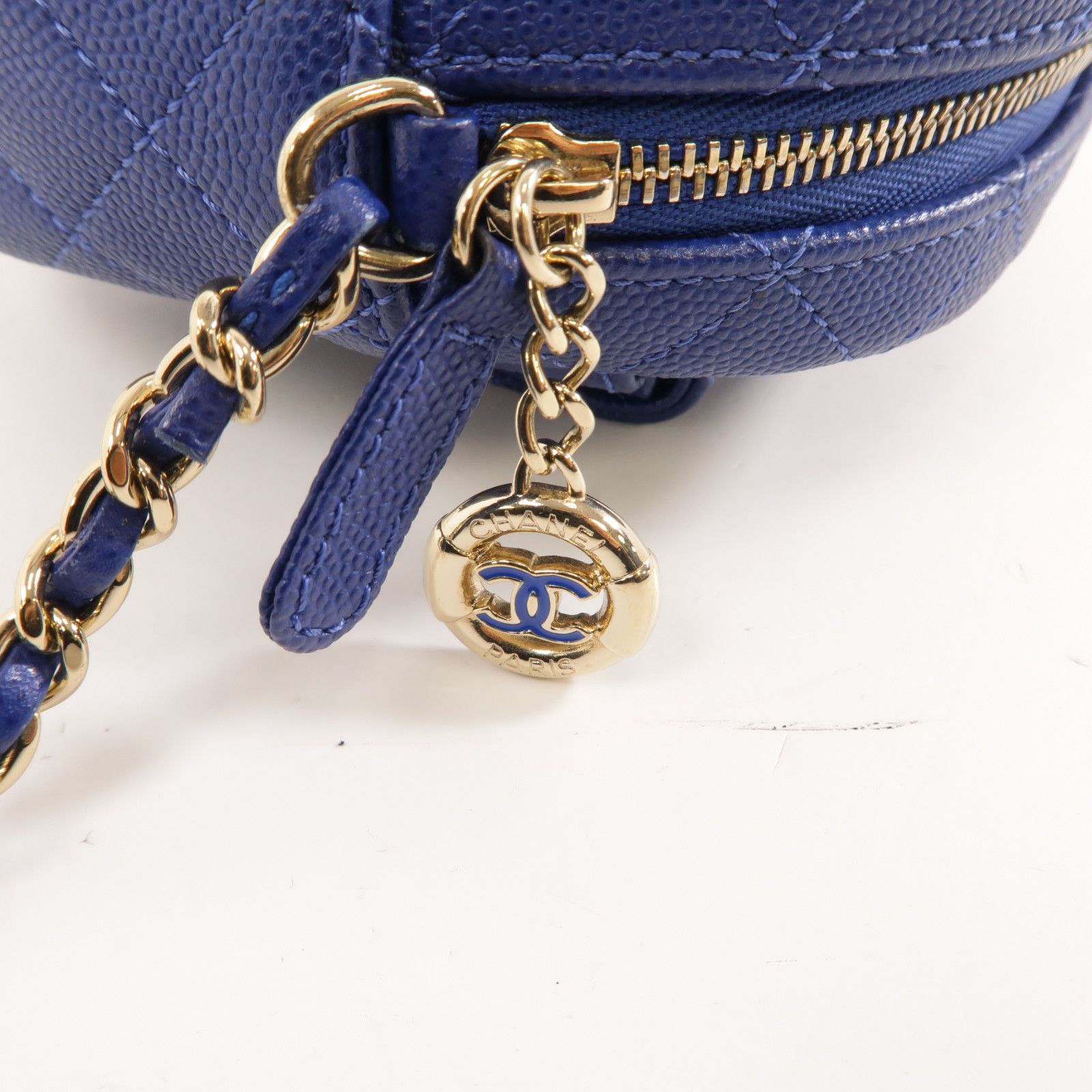 Chanel Caviar Quilted CC Day Camera Case Blue
