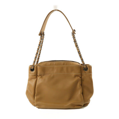 Chanel Brown Beige Lacquered Leather Bag Lambskin