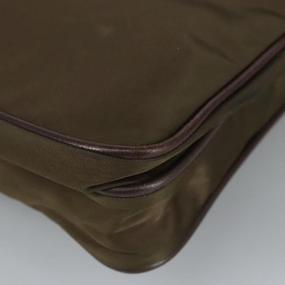 Prada Shoulder Bag Nylon Khaki Brown Silver Auth