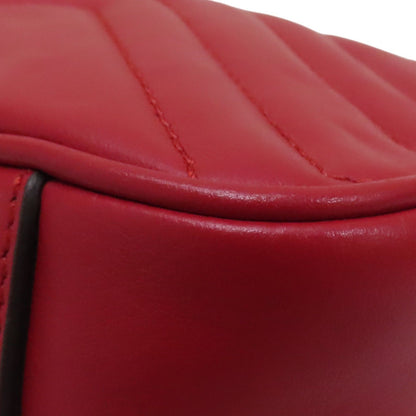 Gucci Small Gg Marmont Shoulder Bag Red Matelasse Chevron Leather 443497