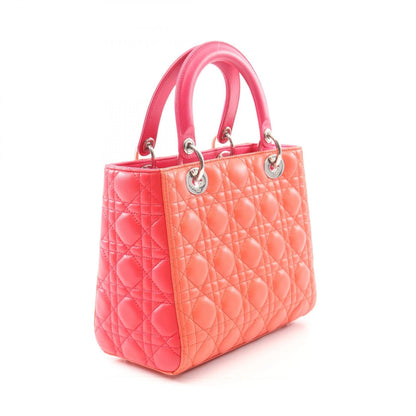 Dior Lady Dior Christian Dior Handbag Orange Pink Leather