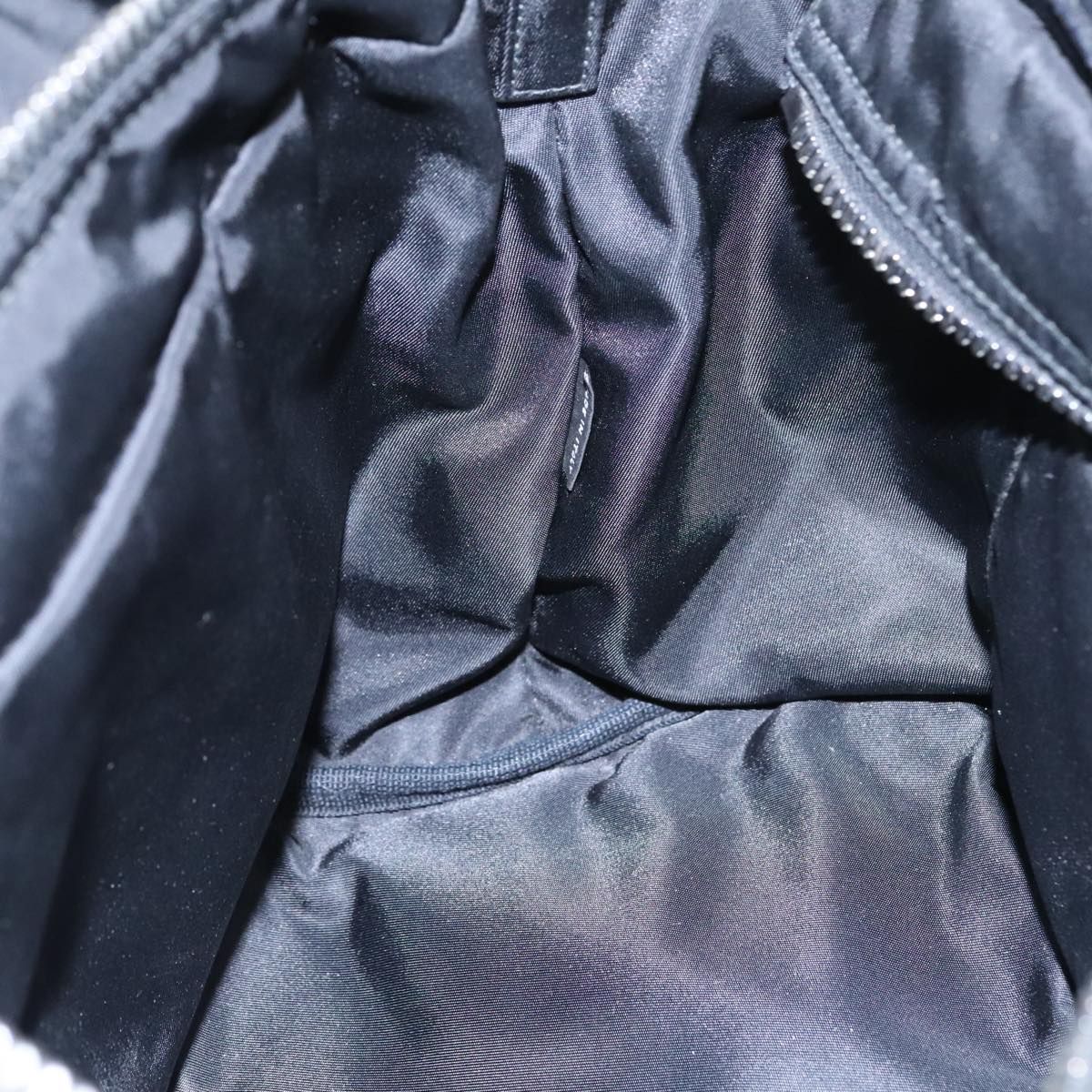 Prada Hand Bag Nylon Navy Silver Auth