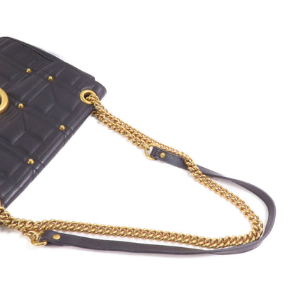 Gucci Cowhide Leather Gg Marmont Gold Cross Shoulder Bag Black Calfskin (cowhide) 443496