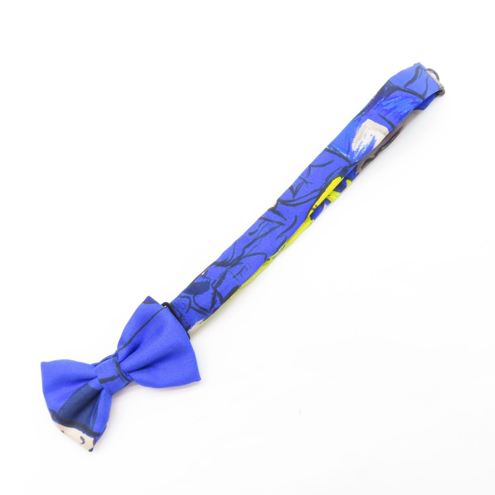 Hermes Silk Mini Ribbon Bow Blue Tie Blue Silk