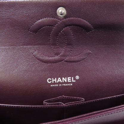 Chanel Purple Sheepskin Leather Classic 25 Silver Shoulder Bag Lambskin (sheep Leather) A 01112