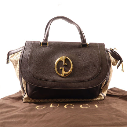 Gucci Canvas/leather Double G Boston Bag Kinsenhajitonbao/hand-turned Bag Palm Color Boston Bag Brown Canvas 2