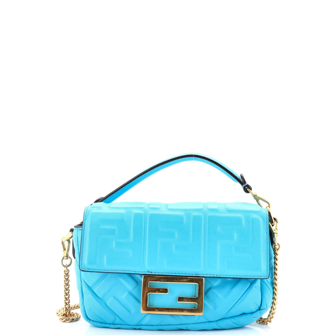Fendi Baguette Nm Bag Zucca Embossed Leather Mini
