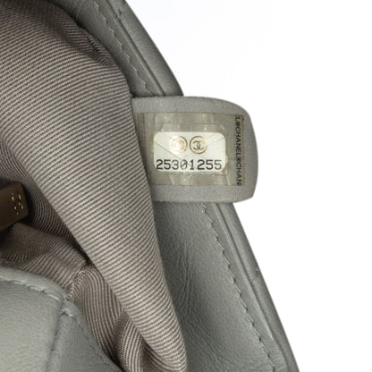 Chanel Mini Rectangular Chevron Lambskin Chain Around Flap Gray