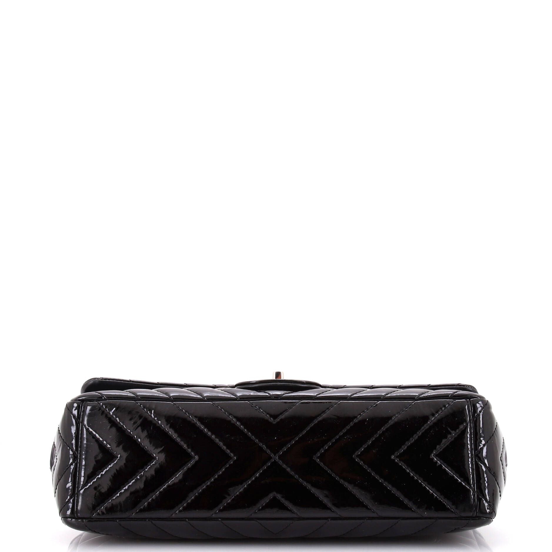 Chanel Classic Single Flap Bag Chevron Patent Maxi