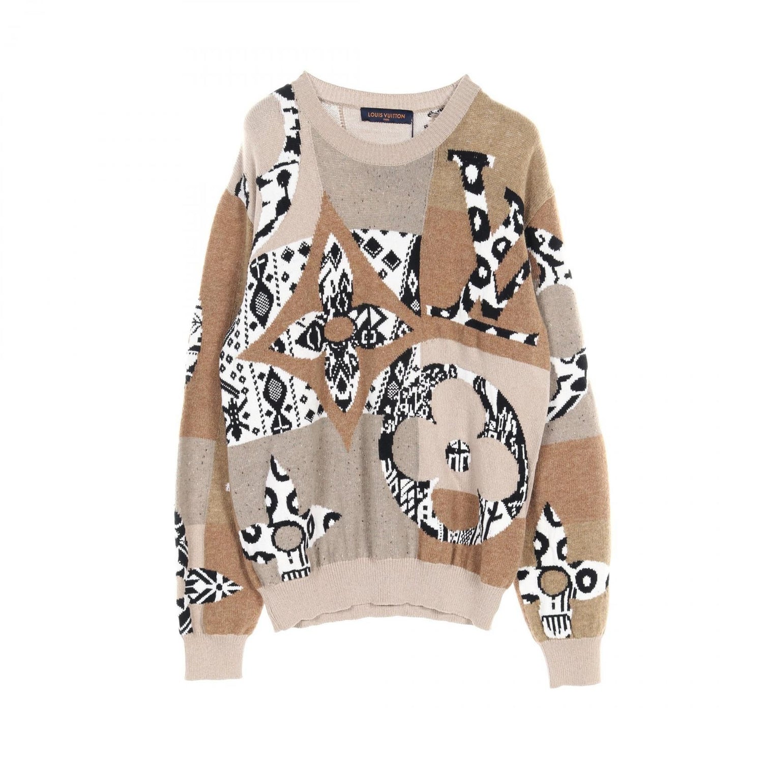 Louis Vuitton Fair Isle Patchwork Beige Multicolor Knit