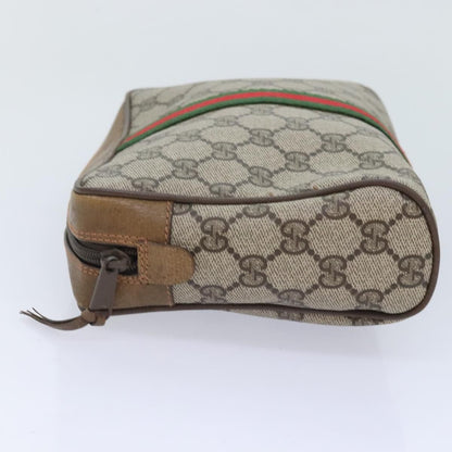 Gucci Gg Supreme Web Sherry Line Clutch Bag Pvc Beige Red 89 01 012 Auth