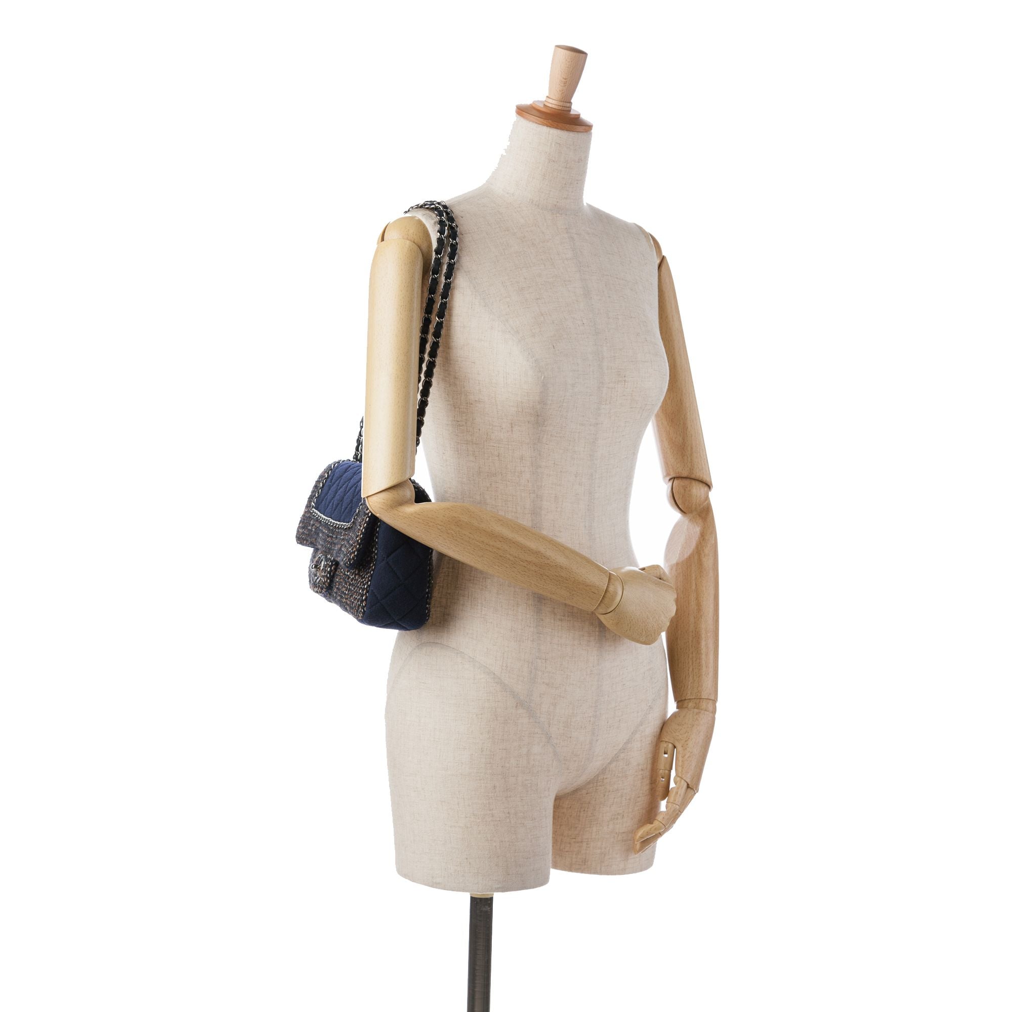 Chanel Small Jersey Tweed Flap Blue