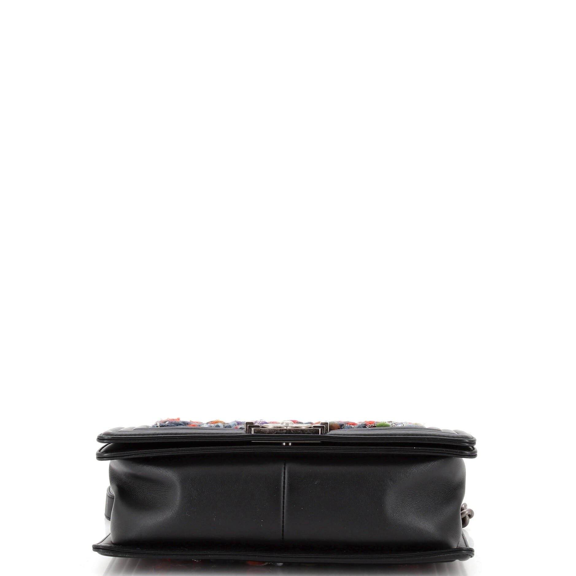 Chanel Boy Flap Bag Braided Tweed Old Medium