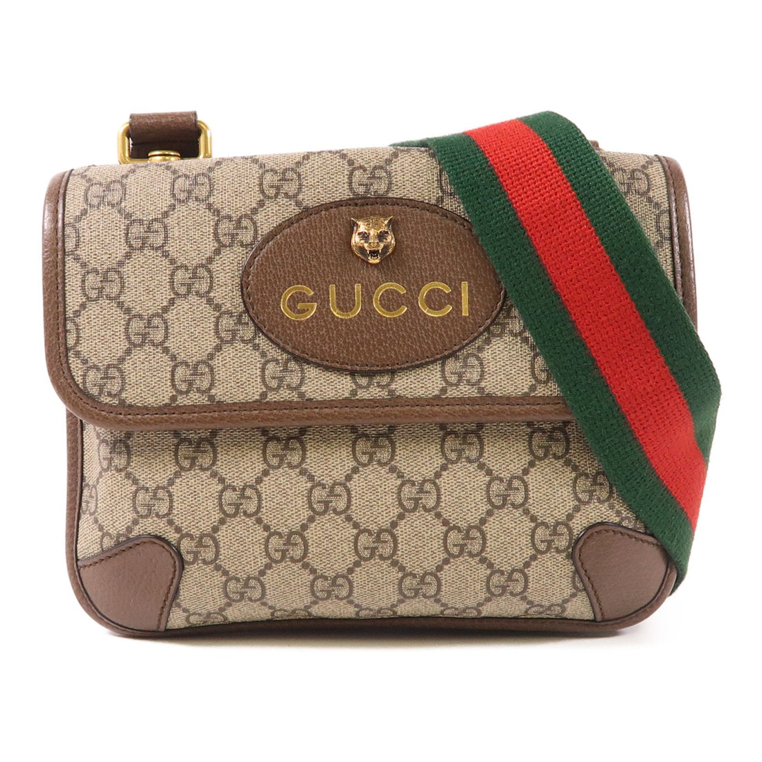Gucci Painted Canvas Neo Vintage Small Gold Shoulder Bag Brown Pvc Coated Canvas 501050