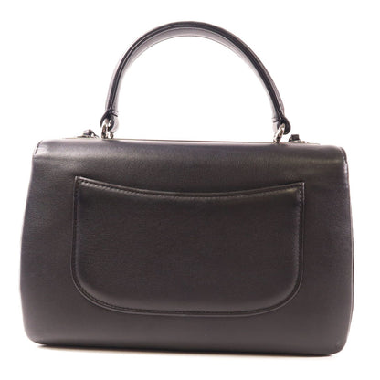 Chanel Black Cowhide Leather 2Way Shoulder Silver Hand-ground Shoulder Bag 2way Shoulder Bag Calfskin (cowhide)