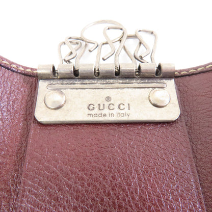 Gucci Cowhide Leather Key Case Silver Chain Spoon Baozhu Red Key Holder Bordeaux Red Calfskin (cowhide) 212177