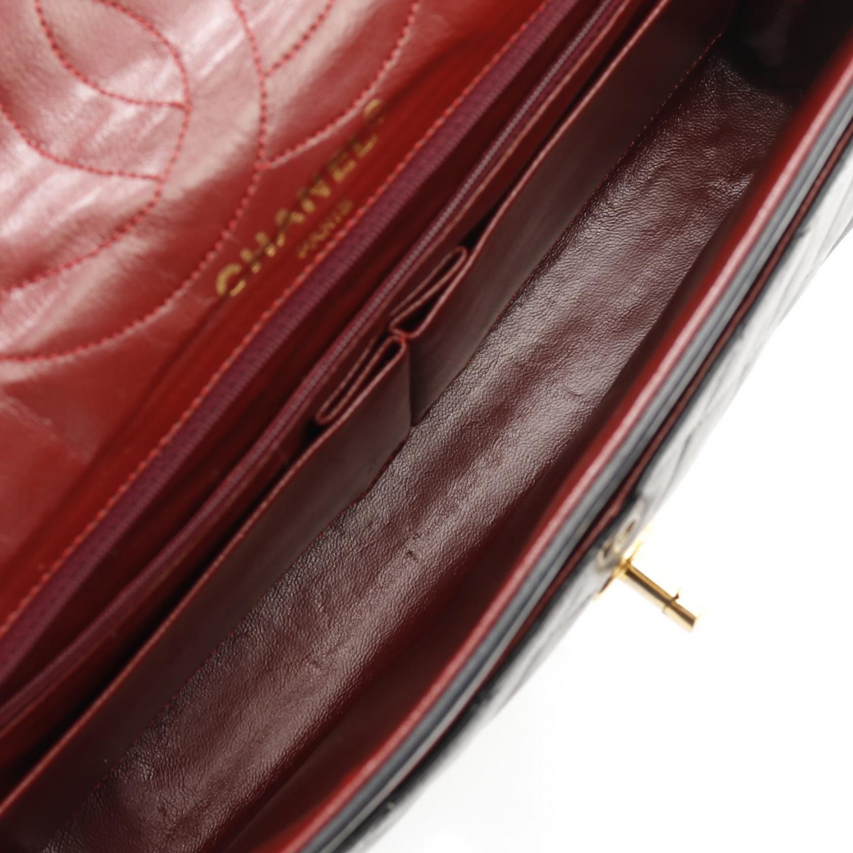 Chanel Matelasse W Flap Shoulder Bag Lambskin Black