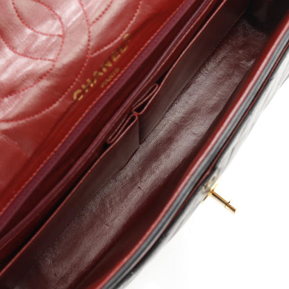 Chanel Matelasse W Flap Shoulder Bag Lambskin Black