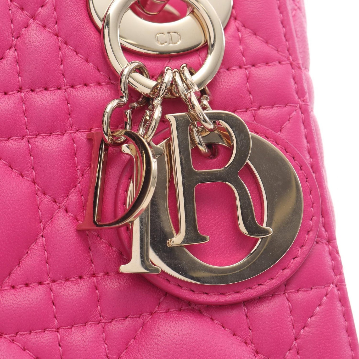 Dior Christian Dior Mini Cannage Handbag Pink Leather Mo 0505onge