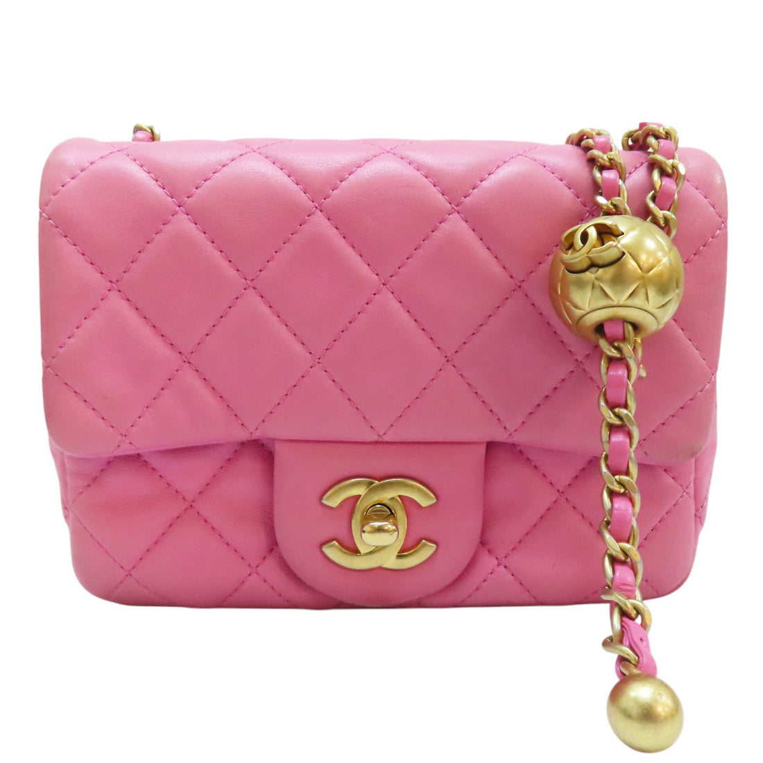 Chanel Matelasse Coco 17 Pearl Crush Shoulder Lambskin Pink Gold Metal