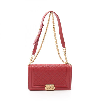 Chanel Red Boy Shoulder Bag Leather Grained Calfskin A 67086