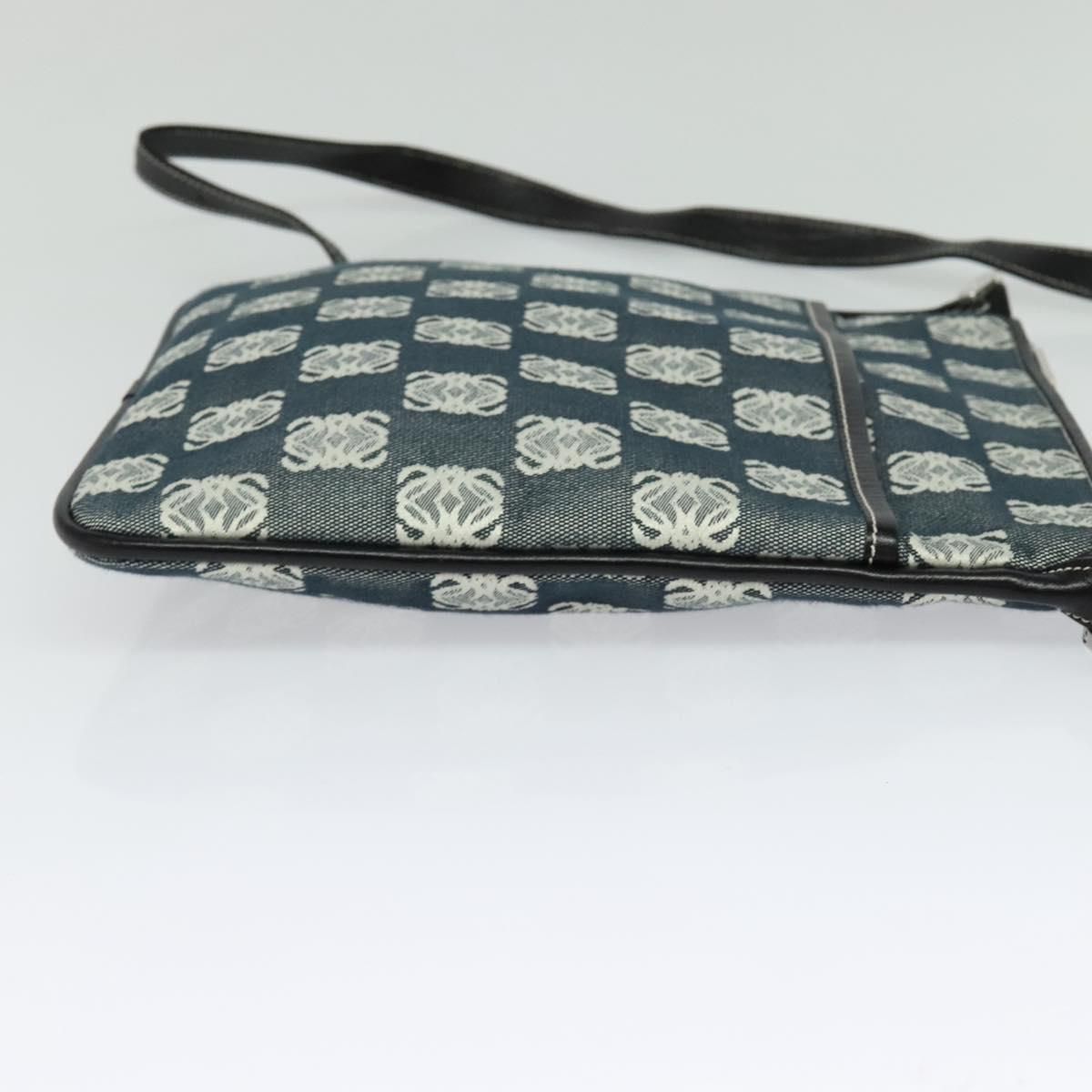Loewe Anagram Shoulder Bag Canvas Gray Black Silver Auth
