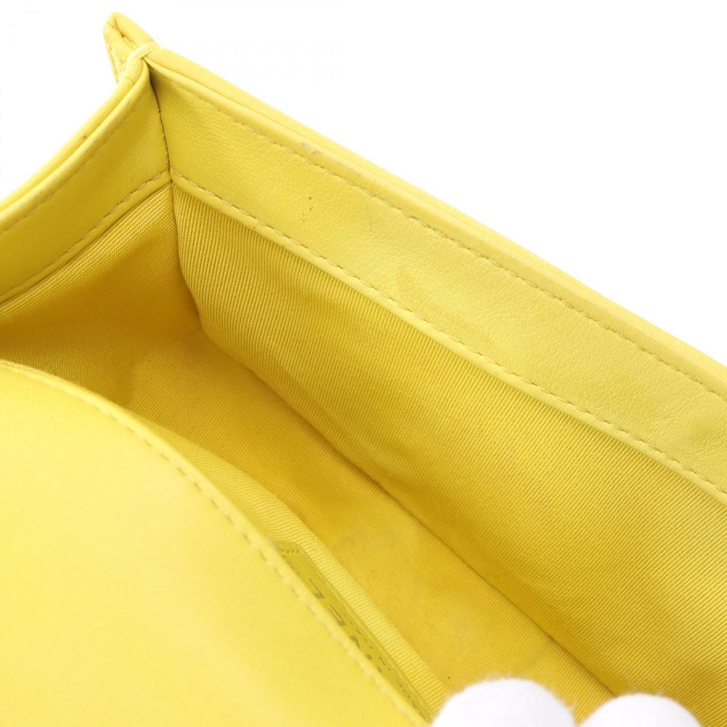 Chanel Yellow Boy Small Chevron V Stitch Shoulder Bag Lambskin (sheep Leather) A 67085