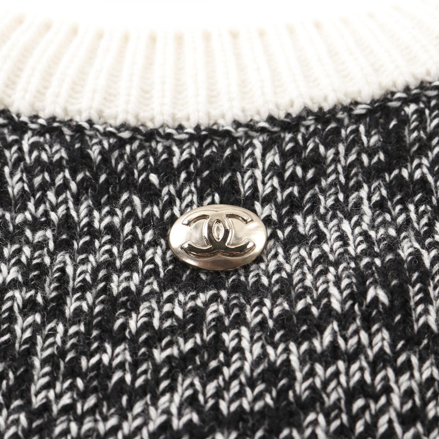 Chanel Black White No.5 Knit Cashmere P 73214