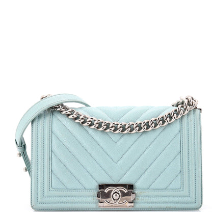 Chanel Boy Flap Bag Chevron Caviar New Medium