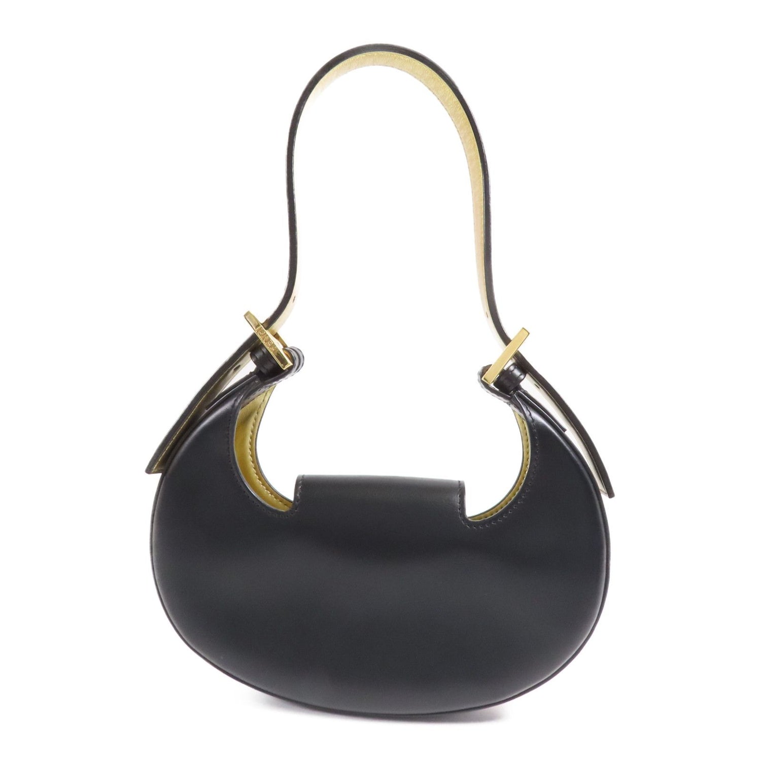 Fendi Cowhide Leather Cookie Hobo Bag Golden Shoulder Bag Black Calfskin (cowhide) 8bs 065