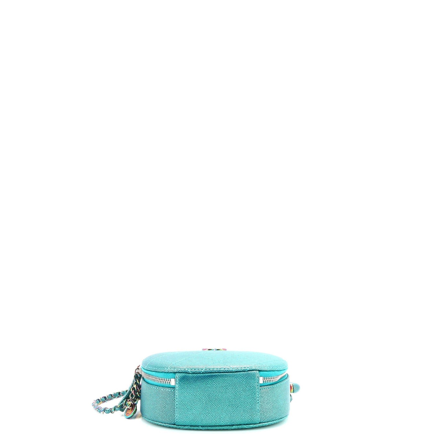 Chanel Egyptian Amulet Top Handle Camera Case Quilted Metallic Caviar With Rainbow Hardware