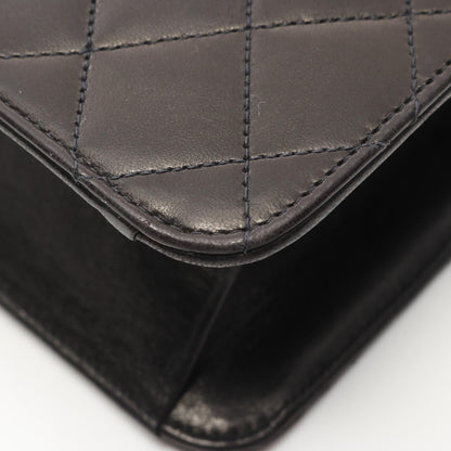 Chanel Matelasse Single Flap Chain Shoulder Bag Lambskin Black Ghw