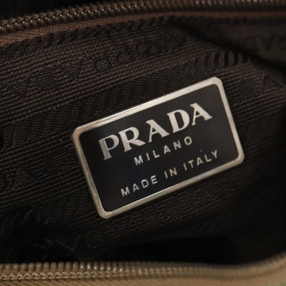 Prada Hand Bag Nylon Beige Silver Auth