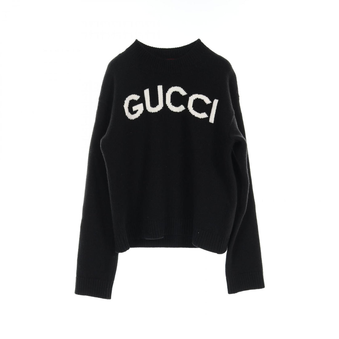 Gucci Intarsia Wool Top Knitwear Sweater 770072 Wool Black Logo 