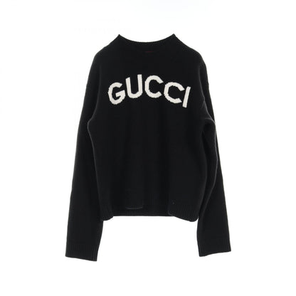 Gucci Intarsia Wool Top Knitwear Sweater 770072 Wool Black Logo 