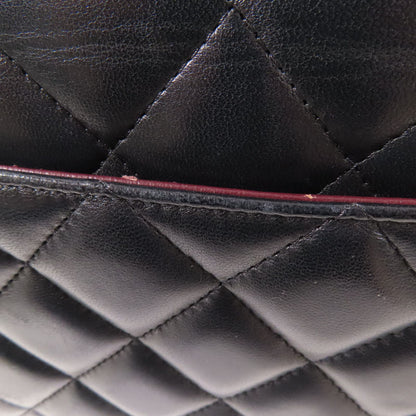 Chanel Black Sheepskin Leather Large Classic Golden Cross Shoulder Back Bag Lambskin (sheep Leather)