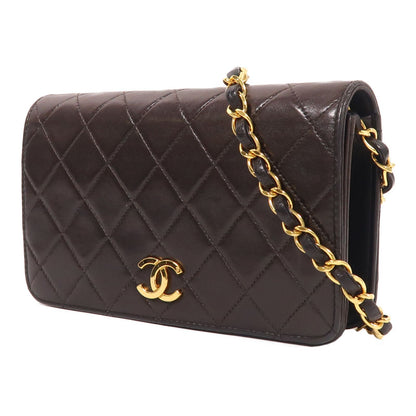 Chanel Black Sheepskin Leather Vintage Chain Shoulder Golden Chain Shoulder Back Bag Lambskin (sheep