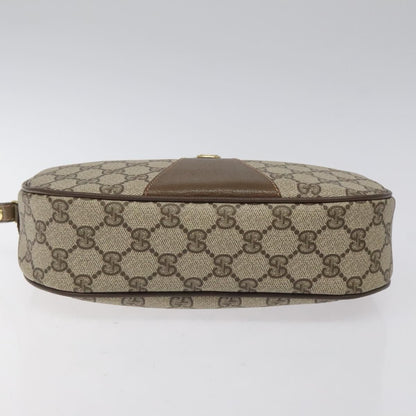Gucci Gg Supreme Web Sherry Line Clutch Bag Pvc Beige Gold 89 01 034 Auth