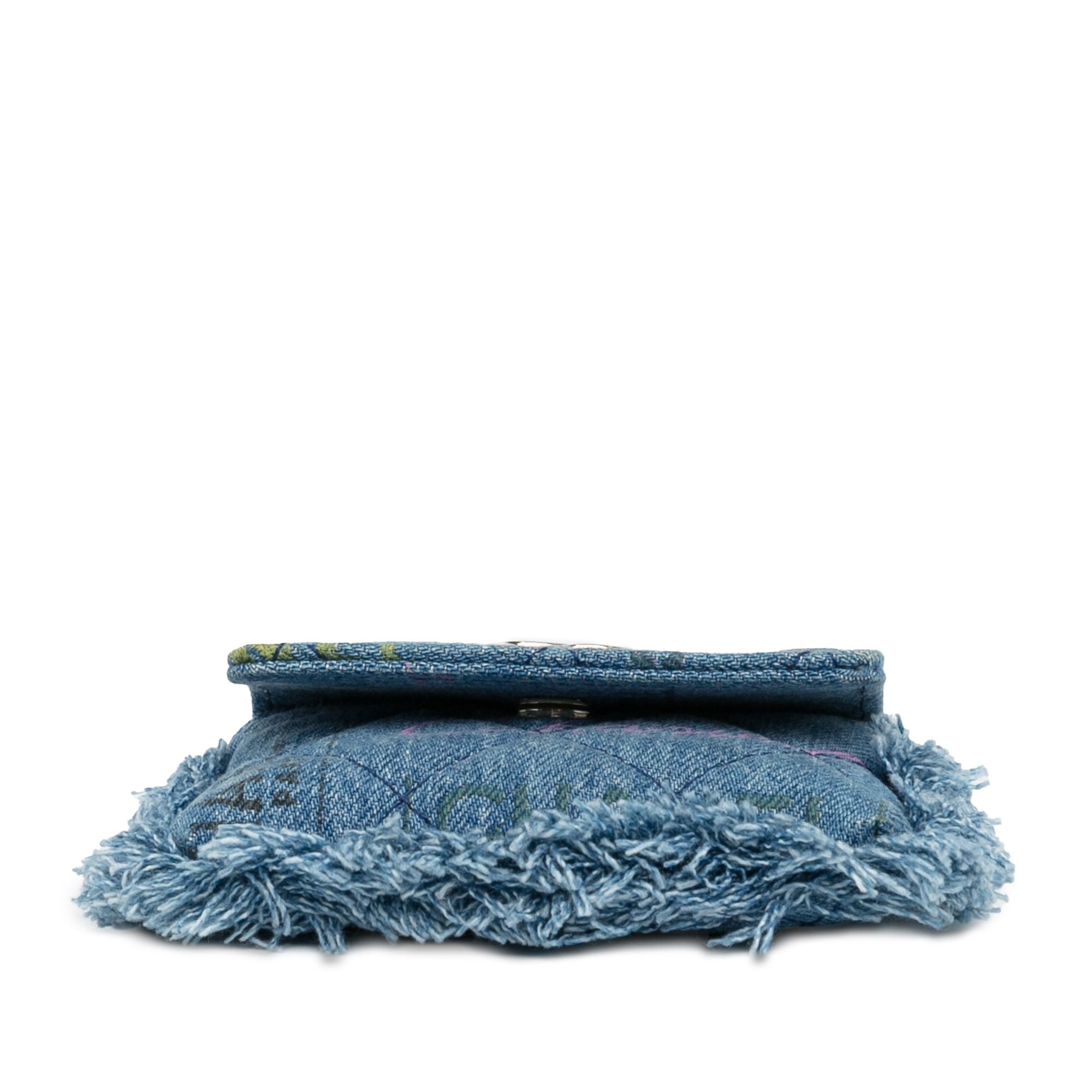 Chanel Mini Denim Mood Clutch With Chain Blue