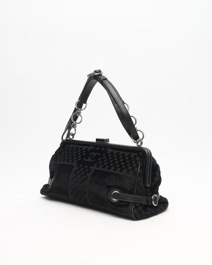 Chanel CC Checkered Velvet Shoulder Bag