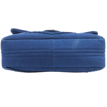 Chanel Coco Shoulder Handbag Blue Chevron Quilted Denim