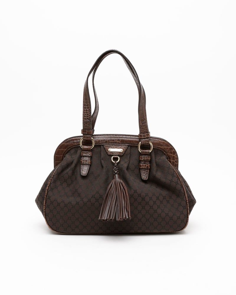 Celine Triomphe Croc Tassel Bag